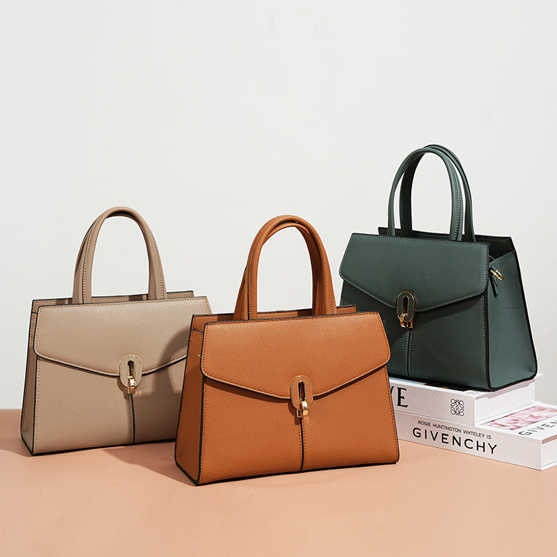 New Red Kelly-Style Light Luxury Bag, Genuine Leather Commute Top Handle Purse, Premium Fashionable Handbag for Women