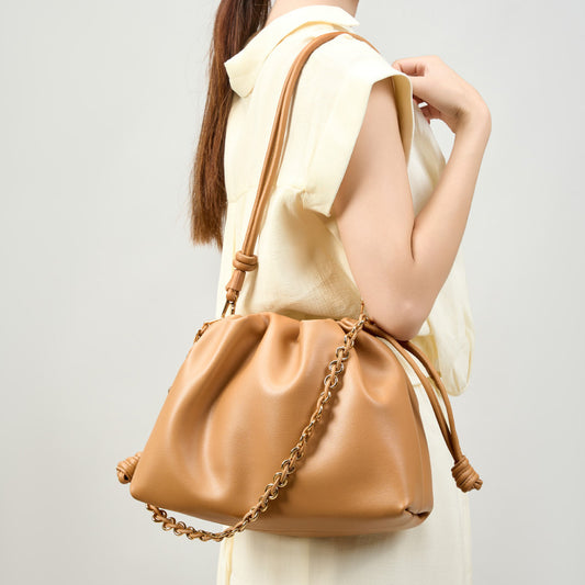 Genuine Leather Large Capacity Cloud Dumpling Bag for Women, New Premium Commute Shoulder Crossbody Top Handle Purse, Versatile Everyday Handbag for Ladies