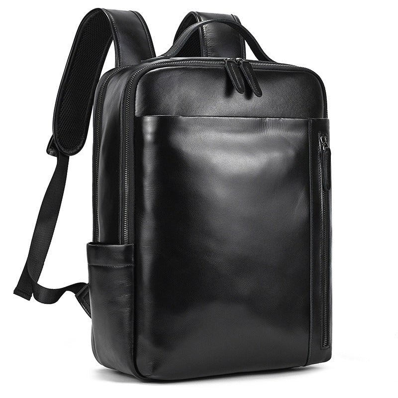 Men's Crazy Horse Leather Backpack Vintage Travel Daypack for Women Students, Genuine Leather Casual Rucksack Large Capacity