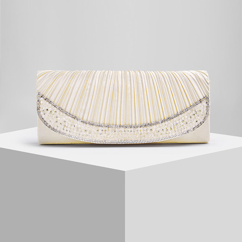 Elegant Satin Pleated Evening Envelope Clutch for Women, A Light Luxury Banquet Bag Perfect for Parties & Special Occasions