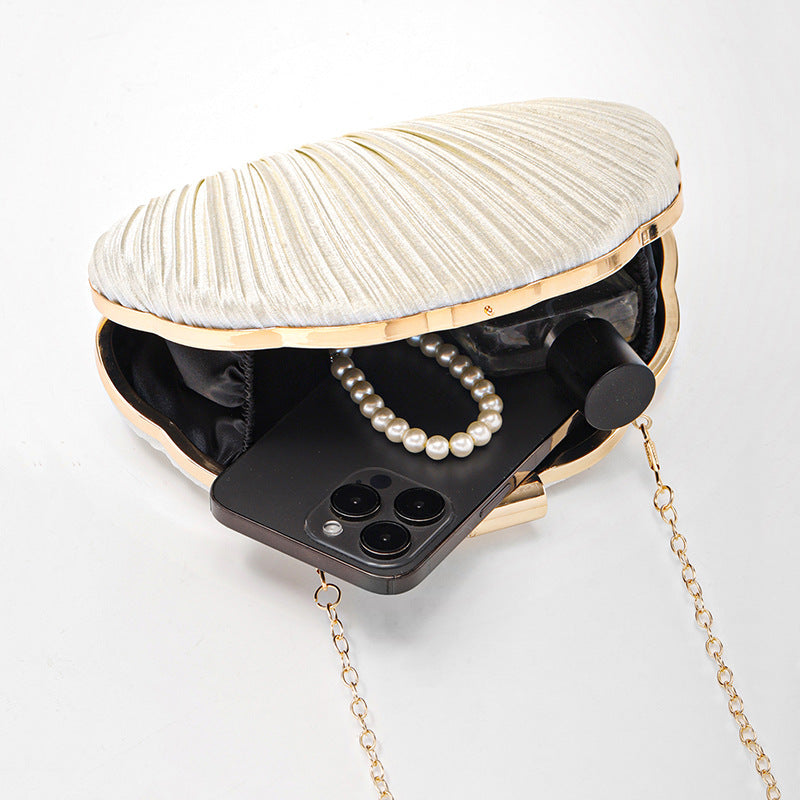 Shell-Shape Evening Clutch for Women, Formal Gown Party Shoulder Chain Bag, Light Luxury Versatile Box Purse for Weddings and Ladies