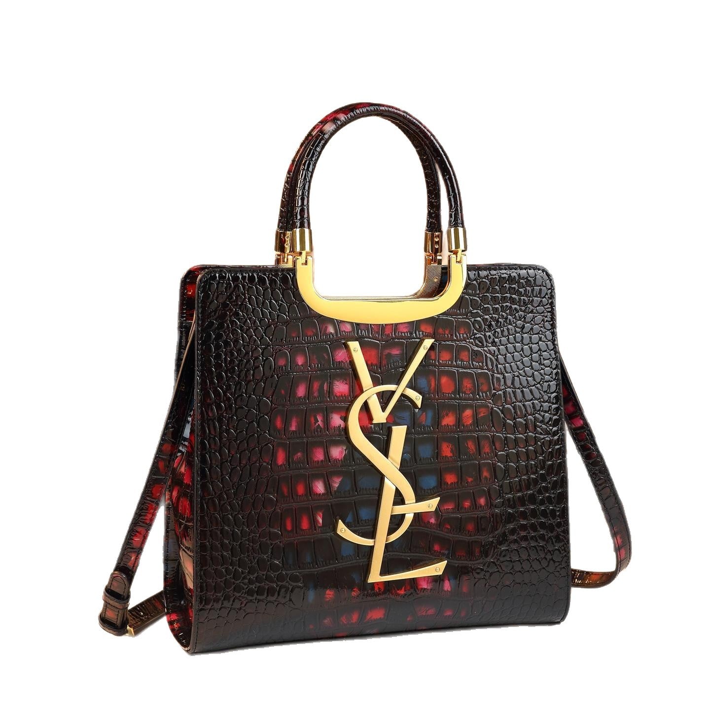 New Arrival French Style Croc-Effect Light Luxury Bag for Women, An Elegant Large Capacity Commuter Crossbody Top-Handle Handbag Perfect for Moms