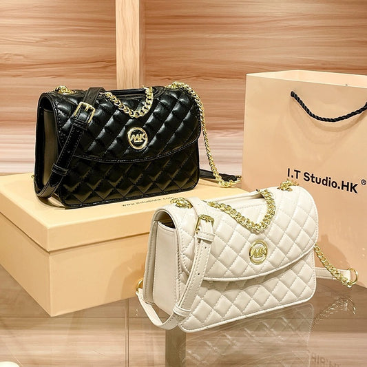 Genuine Leather Diamond Quilted Chain Bag for Women, New 2026 Spring Summer Fashionable Versatile Crossbody Small Purse, Trendy Handbag for Ladies