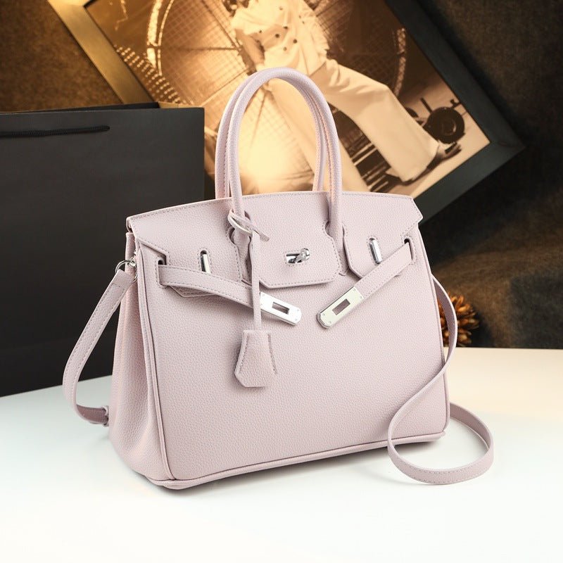 New Arrival Pebbled Leather Birkin-Inspired Tote Bag for Women, Large Capacity Turn-Lock Shoulder Crossbody Handbag with Light Luxury Style, Perfect Commuter Purse for Work & Everyday