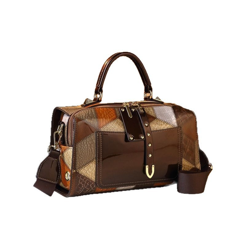 Croc-Embossed Diamond-Quilted Leather Crossbody Bag for Women – New Style Pillow Shoulder Tote, Exquisite Genuine Leather Handbag with Versatile Carry Options