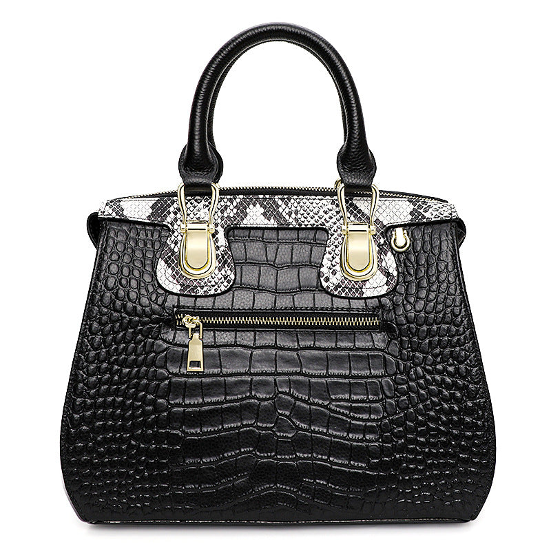 New Crocodile-Embossed Leather Large Capacity Bag, Premium Crossbody Top Handle Purse, Stylish Cowhide Handbag for Women