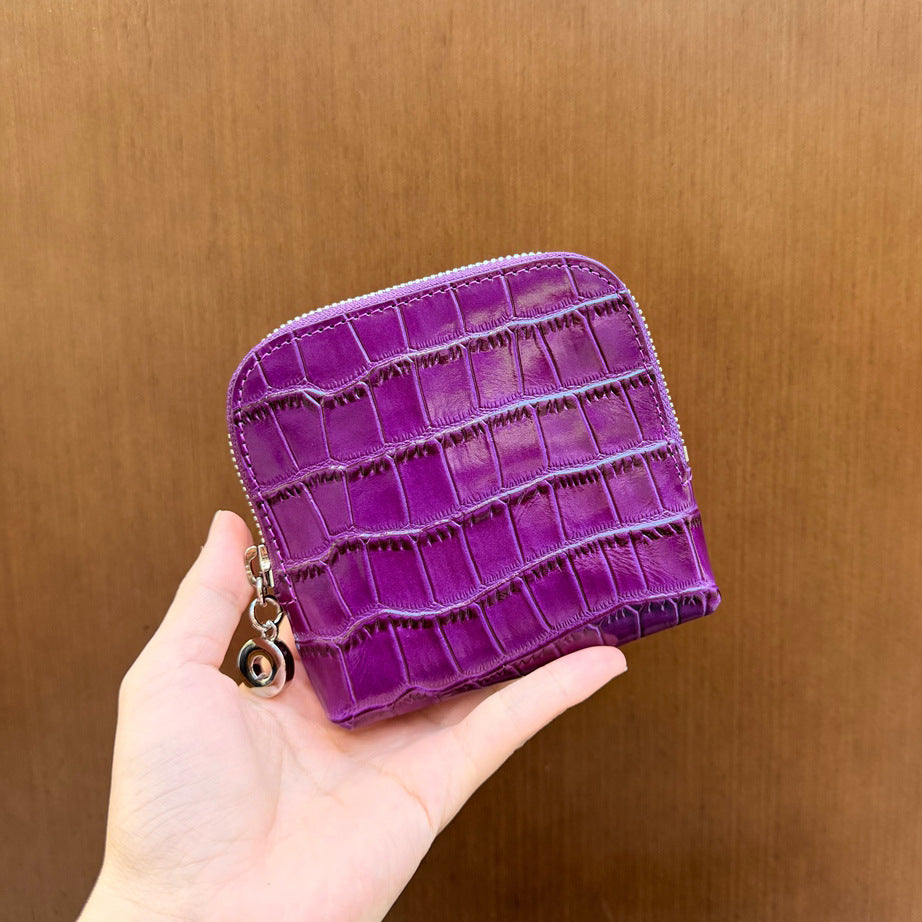 New Arrival Croc-Effect Genuine Leather All-in-One Card Holder for Women, A Large Capacity Coin Purse with Key Ring & Jewelry Pouch, Premium Top-Layer Cowhide Design