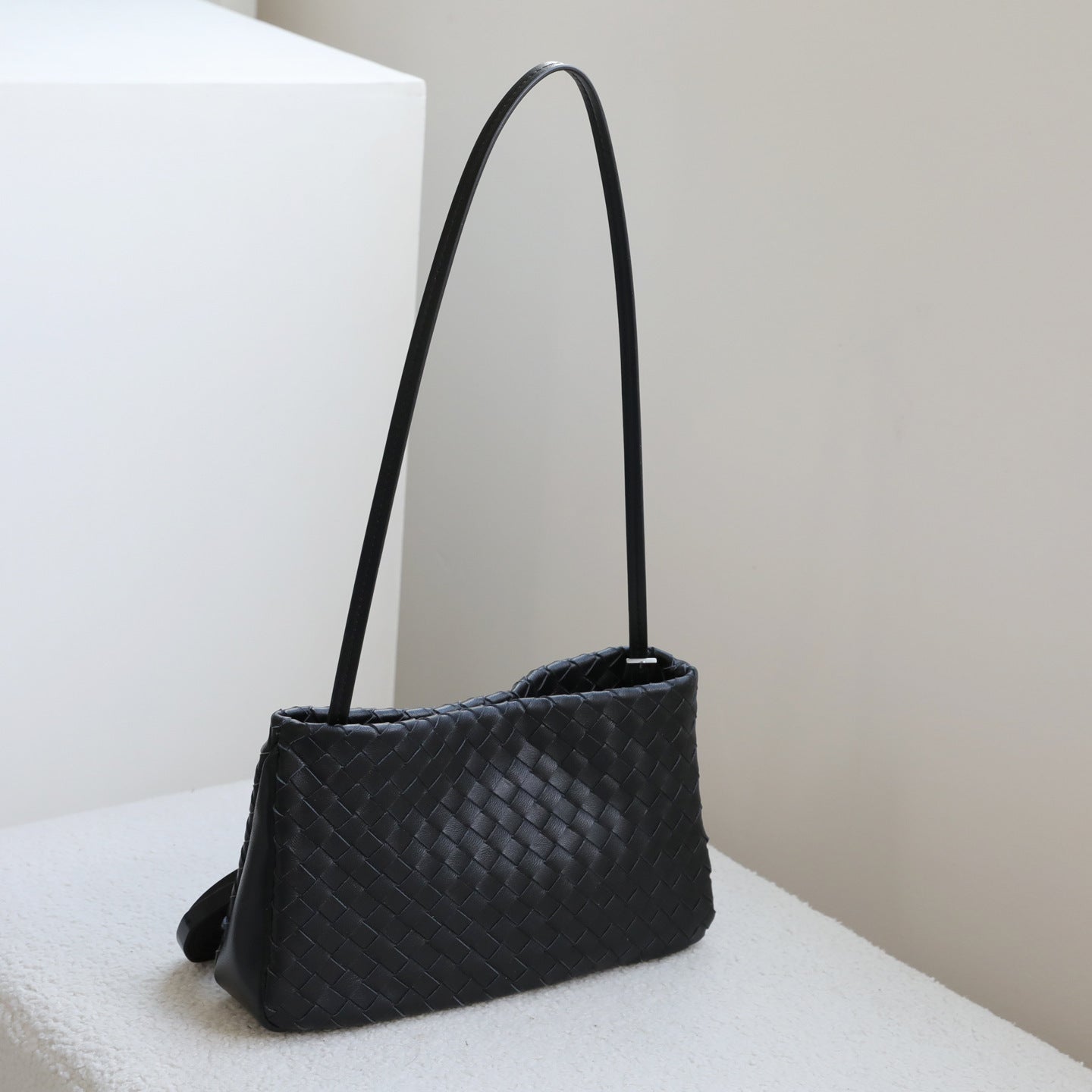 Sheepskin Woven Mini Square Bag for Women Double Strap Shoulder Crossbody Handbag, Premium Genuine Leather Purse with Artisan Texture
