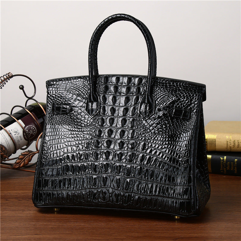 Elegant Croc-Effect Birkin-Inspired Tote Bag for Women, Premium Large Capacity Light Luxury Shoulder Crossbody Handbag with Classic Versatile Design