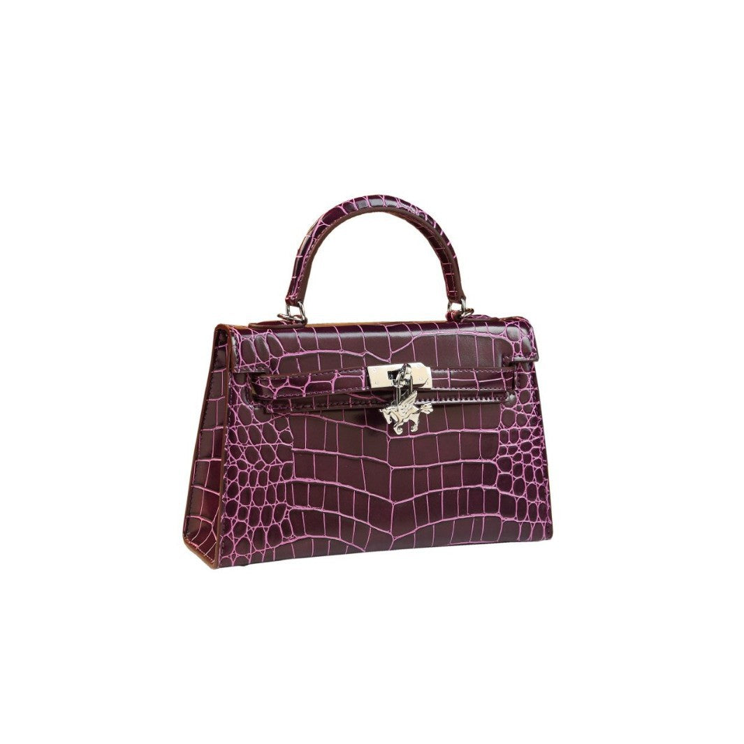 New Arrival Mini Kelly-Inspired Croc-Effect Leather Bag for Women, A 2nd Gen Small Shoulder Crossbody Handbag with Fashionable Design