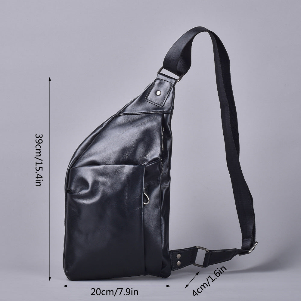 Premium Top-Layer Cowhide Leather Chest Bag for Men | Multi-Functional Shoulder Waist Pack with Durable Hardware | Versatile Hands-Free Cross-Body Bag for Daily Commute, Travel & Outdoor Adventures | Stylish & Practical Genuine Leather Accessory for