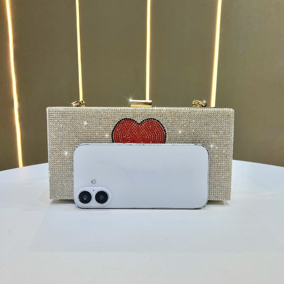 Women's Rhinestone-Embellished Evening Chain Bag, Unique Shoulder Crossbody Clutch with Premium Versatile Design, Fashionable Handbag