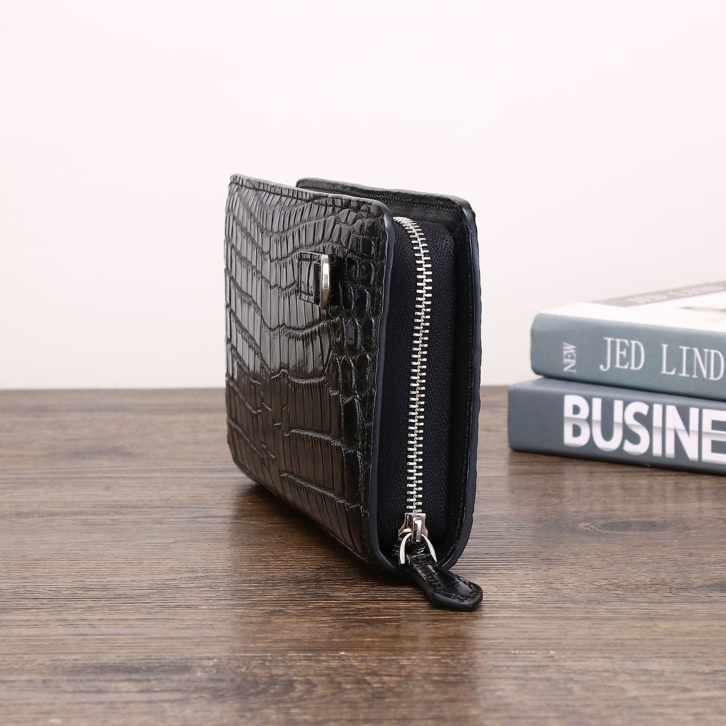 New Arrival Croc-Effect Genuine Leather Clutch Wallet for Men, A Large Capacity Business Casual Handheld Bag with Multiple Card Slots & Trendy Design