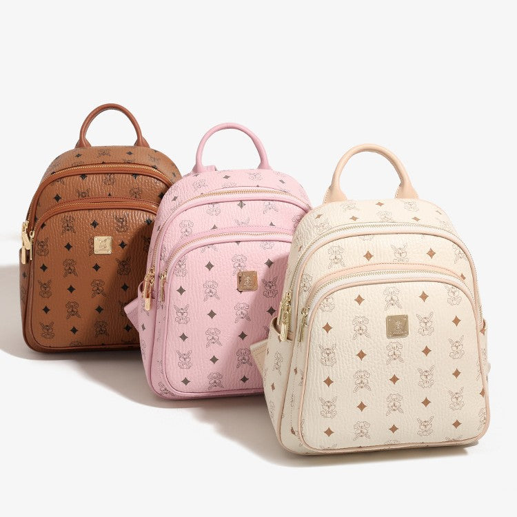 Genuine Soft Leather Large Capacity Backpack for Women, New Trendy Printed Travel Commute Daypack, Casual Everyday Bag for Ladies