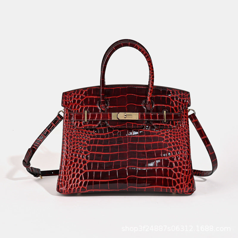 Premium Croc-Embossed Birkin-Inspired Tote Bag for Women, Genuine Leather with Spacious Large Capacity, Versatile Top-Handle Handbag for Everyday Elegance