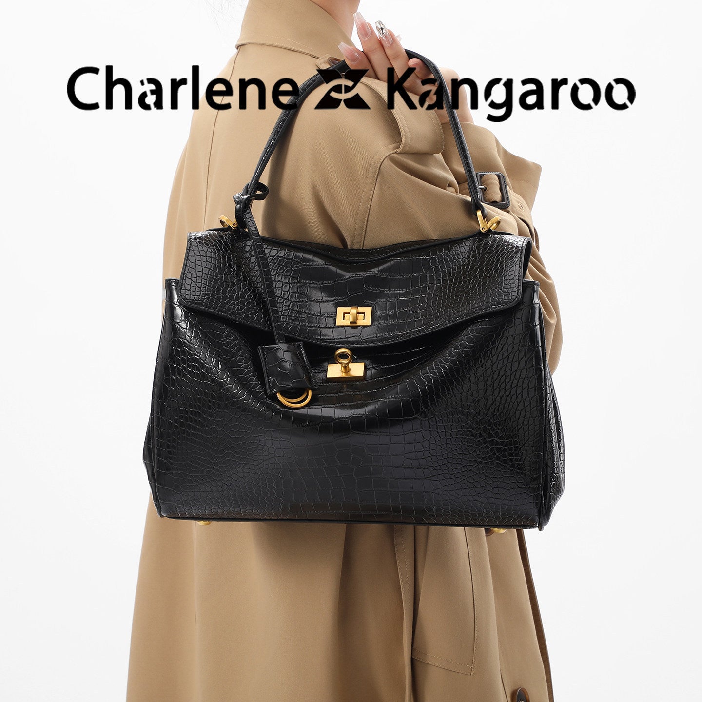 New Arrival Kelly-Inspired Croc-Effect Tote Bag for Women, A Large Capacity Commuter Shoulder Crossbody Handbag with Premium Versatile Design