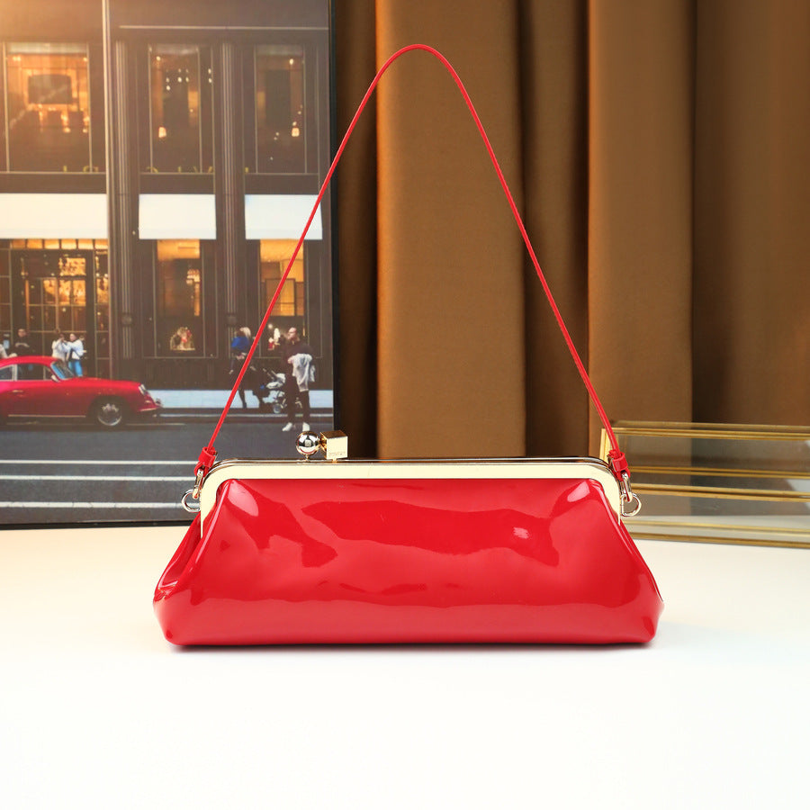 Glossy Round Ball Metal Clip Baguette Bag for Women Large Capacity Evening Shoulder Handbag, Premium Statement Purse with Shiny Hardware Accent