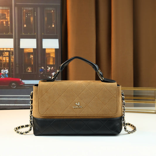 New Arrival Fall/Winter Quilted Chain Bag for Women, A Color-Blocked Top-Handle Crossbody Shoulder Handbag with Premium Versatile Design