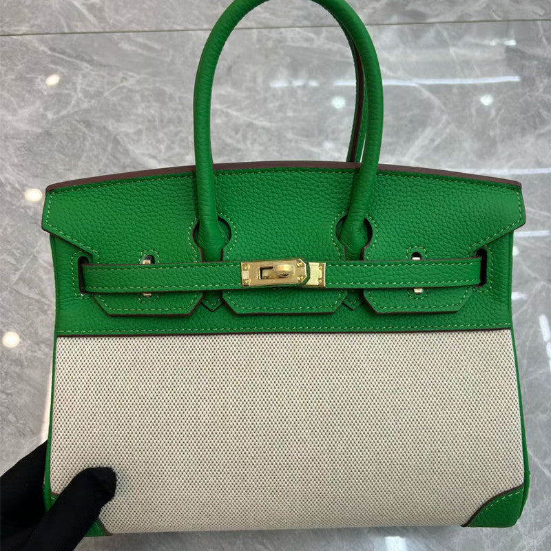 Luxurious Genuine Calfskin Leather Kelly & Birkin-Inspired Tote Bag for Women, Turn-Lock Top-Handle Handbag with Premium High-End Design, New Arrival