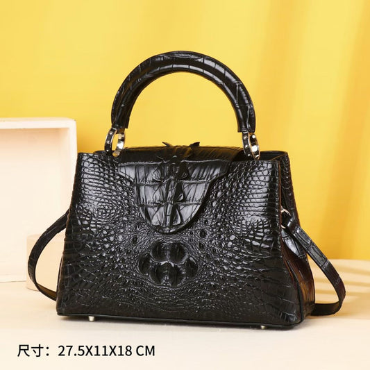 New Arrival Croc-Effect Genuine Leather Handbag for Women, A Large Capacity Top-Handle Shoulder Crossbody Bag with Multi-Compartment Design, Perfect for Business & Everyday