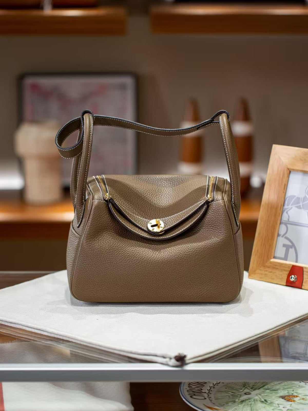 Genuine TC Calfskin Leather Lindy-Style Bag for Women, Peige Artisan Full Steel Hardware Shoulder Purse, Premium Leather Handbag in 19/26/30 Sizes for Ladies