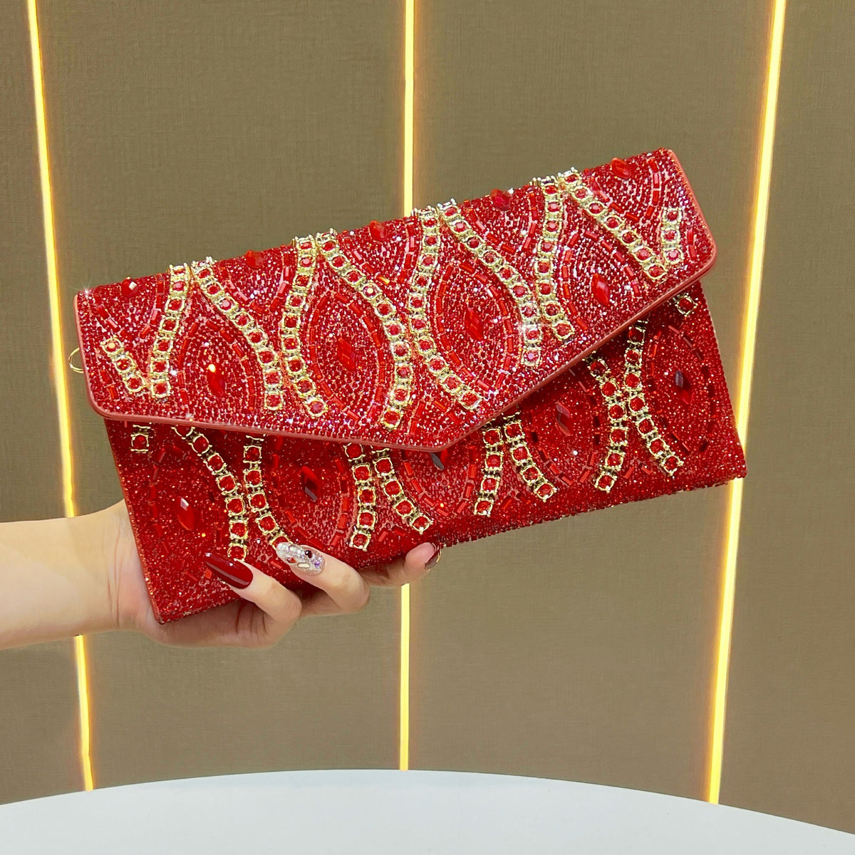 Women's Rhinestone-Embellished Envelope Evening Clutch, Exquisite Chain Crossbody Shoulder Bag with New Stylish Design, Versatile Purse