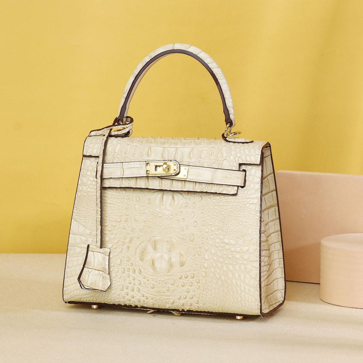 Elegant Croc-Embossed Birkin-Inspired Tote Bag for Women, Large Capacity Wristlet Handbag with Classic Versatile Design, Perfect for Everyday Style
