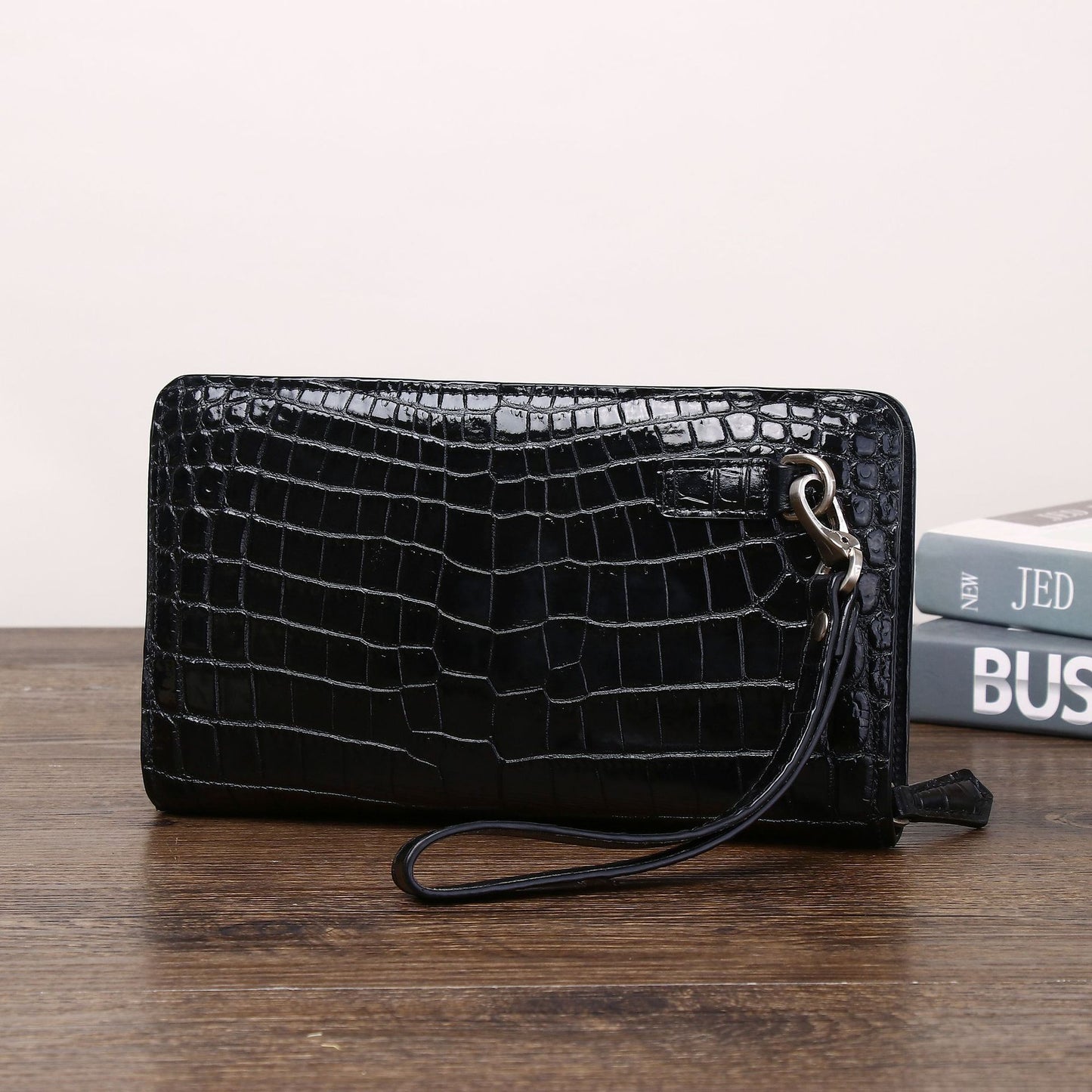 New Arrival Croc-Effect Genuine Leather Clutch Wallet for Men, A Large Capacity Business Casual Handheld Bag with Multiple Card Slots & Trendy Design
