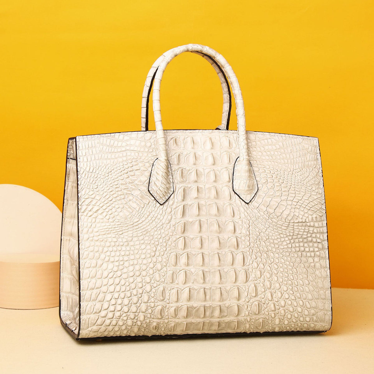 Chic Croc-Embossed Birkin-Inspired Tote Bag for Women, Large Capacity Wristlet Handbag with Versatile Classic Design, Perfect Everyday Purse