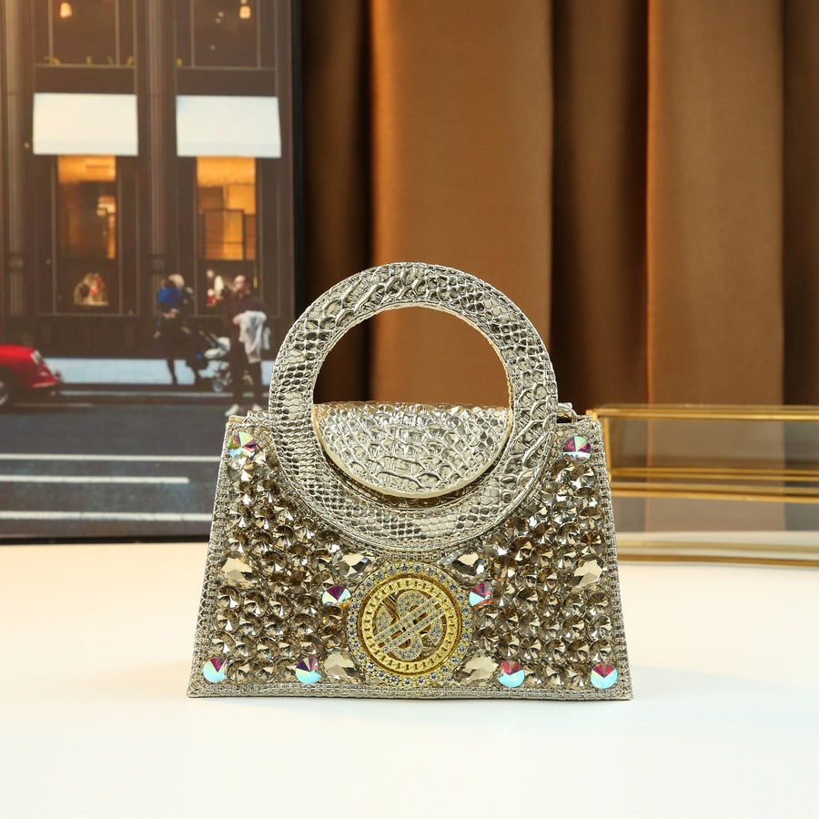 Dollar Rhinestone Evening Bag for Women Full Crystal Embellished Party Handbag, Premium Sparkling Purse with Glamorous Design
