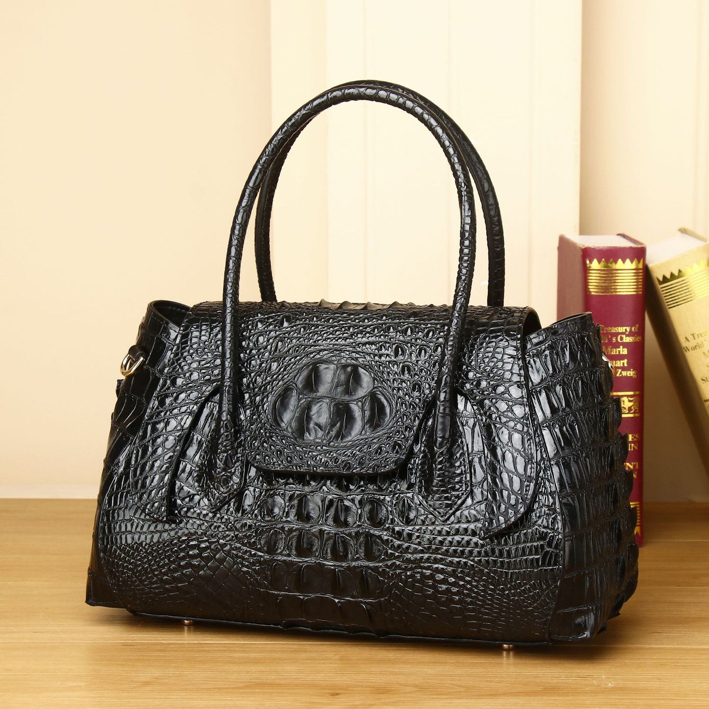 New Arrival Croc-Effect Horn-Shaped Bag for Women, A High-End Casual Top-Handle Shoulder Crossbody Handbag with Fashionable Trendy Design