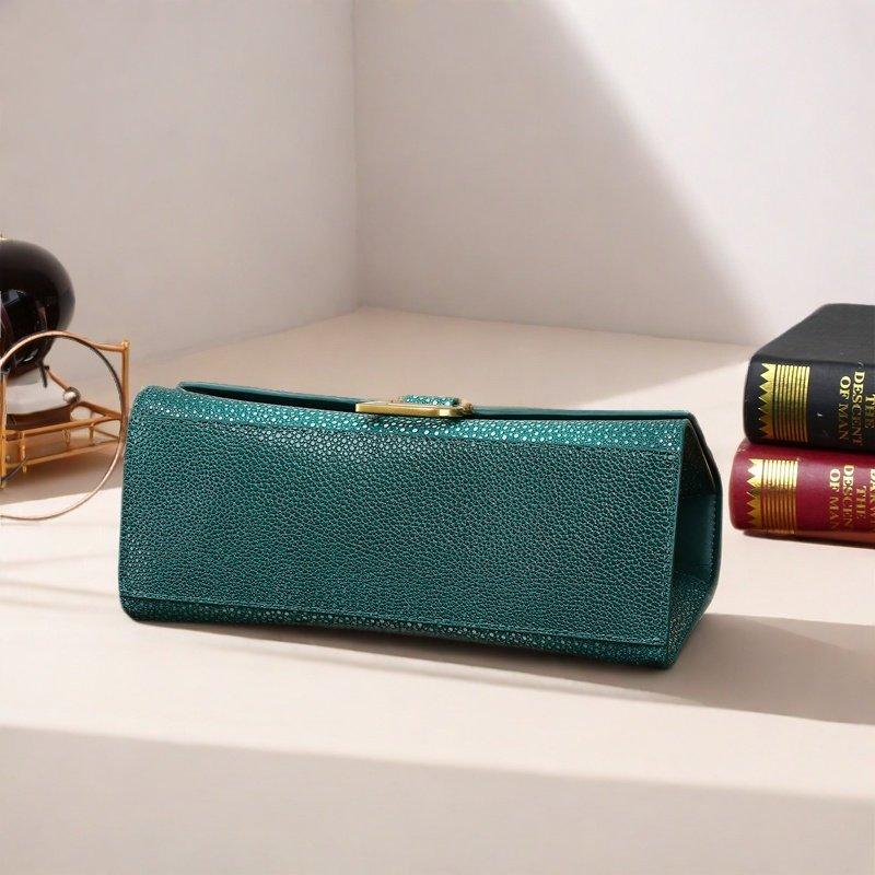 Genuine Leather Starry Pearl Fish Grain Hourglass Bag for Women Large Capacity Shoulder Crossbody Handbag, Versatile Banquet Purse with Exquisite Texture