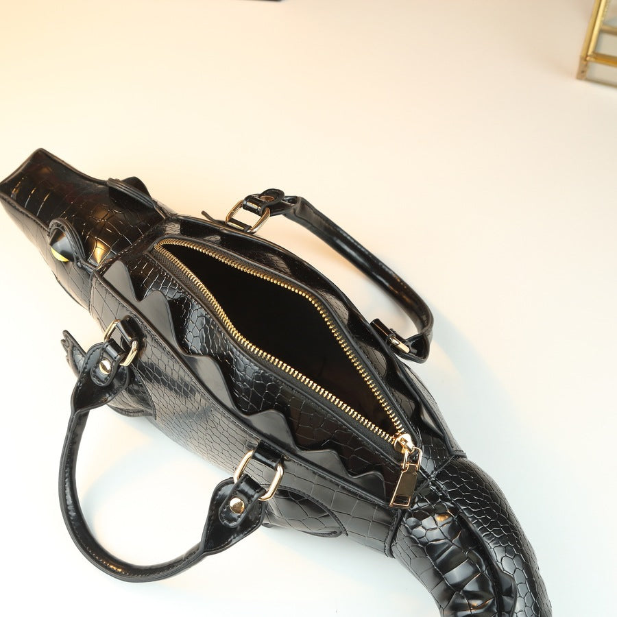 New Arrival Quirky Croc Plush Animal Bag for Women, A Unique Viral Novelty Shoulder Crossbody Top-Handle Handbag with Cute Trendy Design, Perfect Conversation Starter