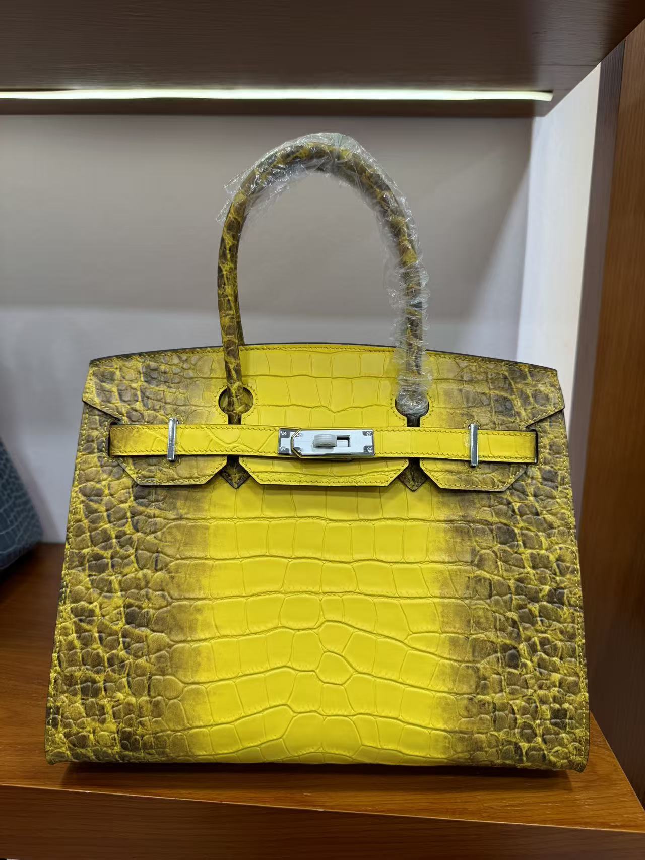 Women's Crocodile-Embossed Leather Birkin-Style Tote Bag 30cm, Hermès-Inspired Top-Handle Handbag with External Stitching, Genuine Top-Layer Cowhide Purse with Steel Hardware, Luxe Everyday Carryall Satchel
