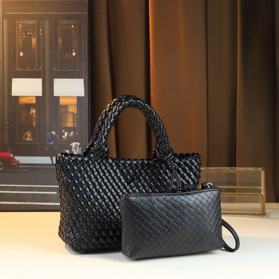 Handwoven Basket Bag for Women Premium Textured Shoulder Handbag, Fashionable Purse with Adorable Charm Detail