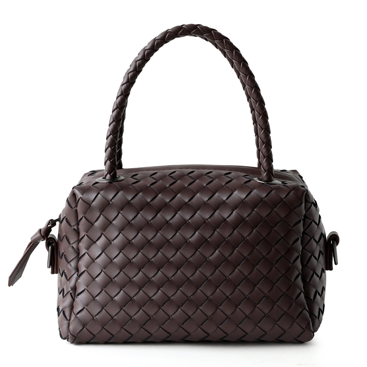 Handwoven Genuine Leather Boston Pillow Bag for Women Shoulder Crossbody Handbag, Premium Artisan Purse with Classic Silhouette