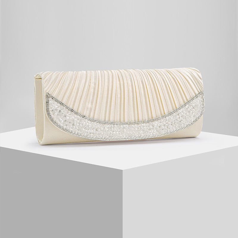 Elegant Satin Pleated Evening Envelope Clutch for Women, A Light Luxury Banquet Bag Perfect for Parties & Special Occasions
