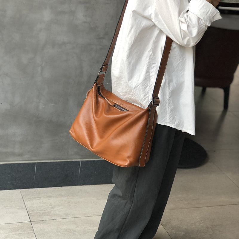 Genuine Leather Large Capacity Tote Bag for Women, New Spring Minimalist Shoulder Crossbody Purse, Casual Travel Everyday Handbag for Ladies