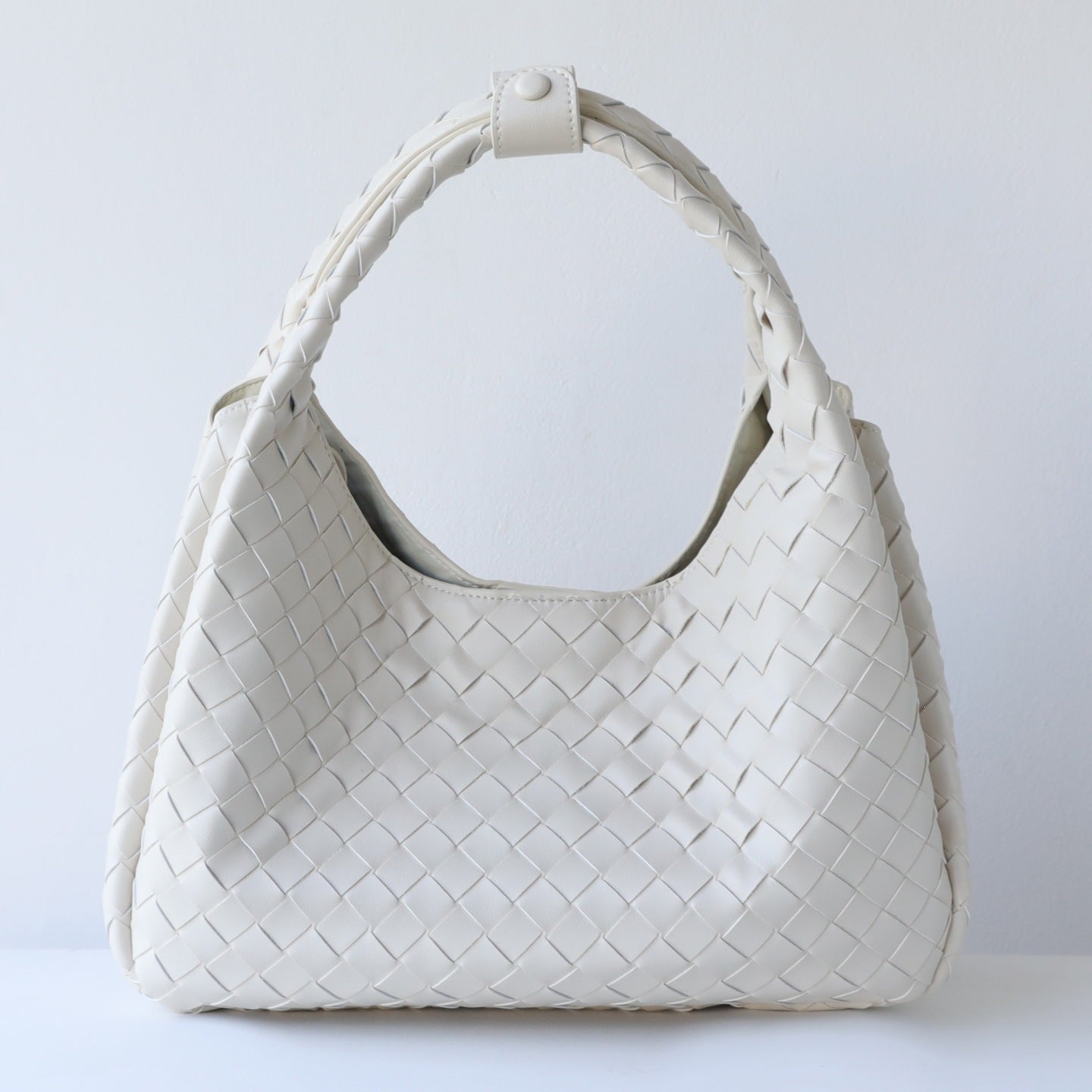 Handwoven Genuine Leather Underarm Tote Bag for Women Large Capacity Shoulder Handbag, Minimalist Commuter Purse with Artisan Texture