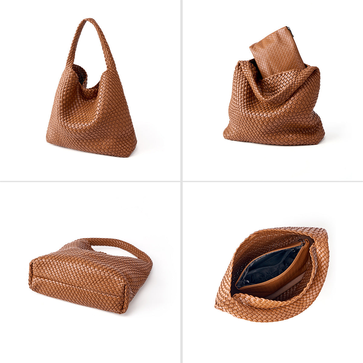 Handwoven Korean Style Large Capacity Mother-Child Bag, Casual Shoulder Top Handle Underarm Purse, Fashionable Handbag for Women