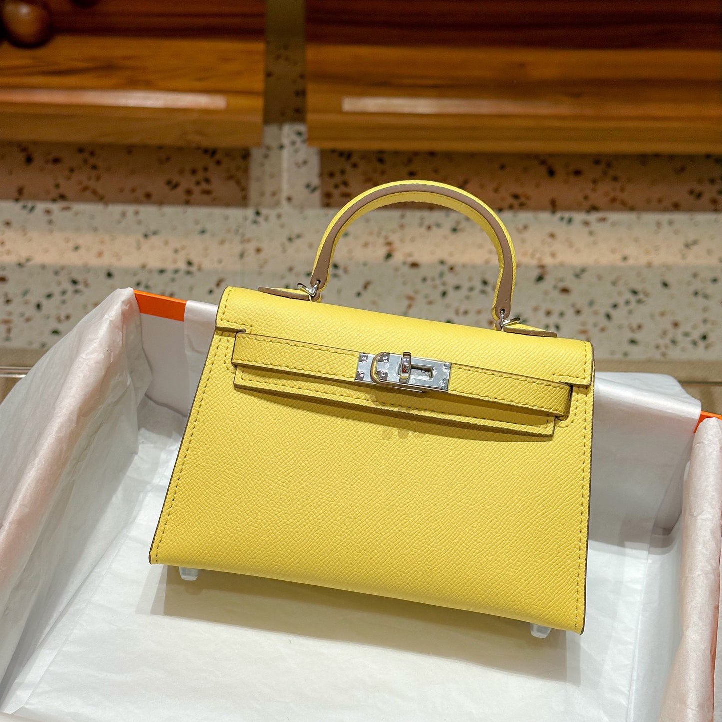 Genuine Leather Palm Pattern 2nd Gen Kelly-Style Handbag for Women, Gold & Silver Hardware Top Handle Shoulder Crossbody Purse, Fashionable Bag for Ladies