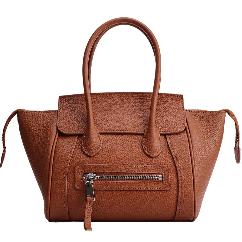 Wing Smiley Tote Bag for Women Genuine Leather Fashion Shoulder Handbag, Premium Trendy Purse with Playful Wing Design