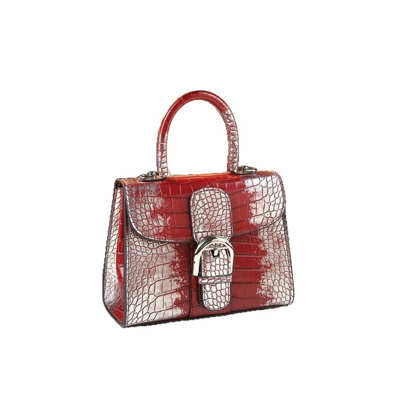 Small Croc-Embossed Genuine Leather Crossbody Bag for Women – Elegant Shoulder Handbag with Premium Textured Finish, A Compact Yet Sophisticated Purse for Everyday Style