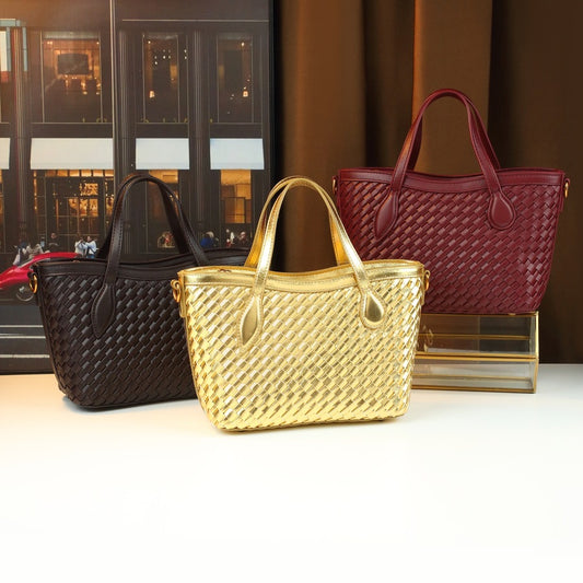 Woven Small Bucket Tote Bag for Women Versatile Commuter Shoulder Handbag, Korean Style Crossbody Purse with Natural Woven Texture