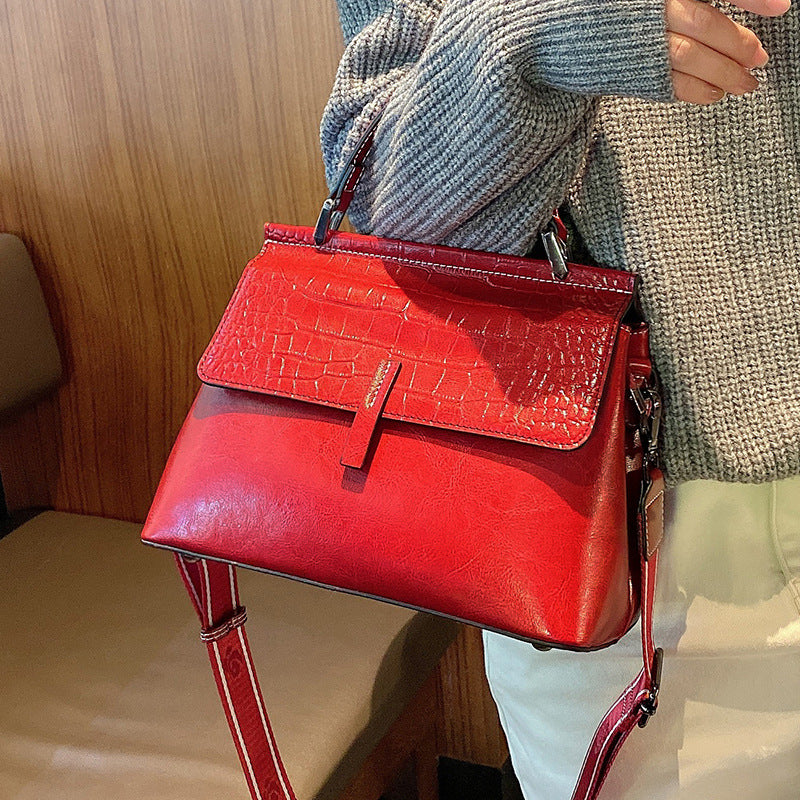 Waxed Cowhide Briefcase Tote for Women Large Genuine Leather Shoulder Crossbody Handbag, Versatile Fashion Purse with Premium Finish