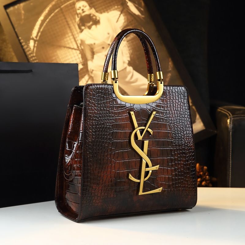 New Arrival Croc-Effect Textured Genuine Leather Tote Bag for Women, An Elegant Shoulder Crossbody Top-Handle Handbag with Premium Design