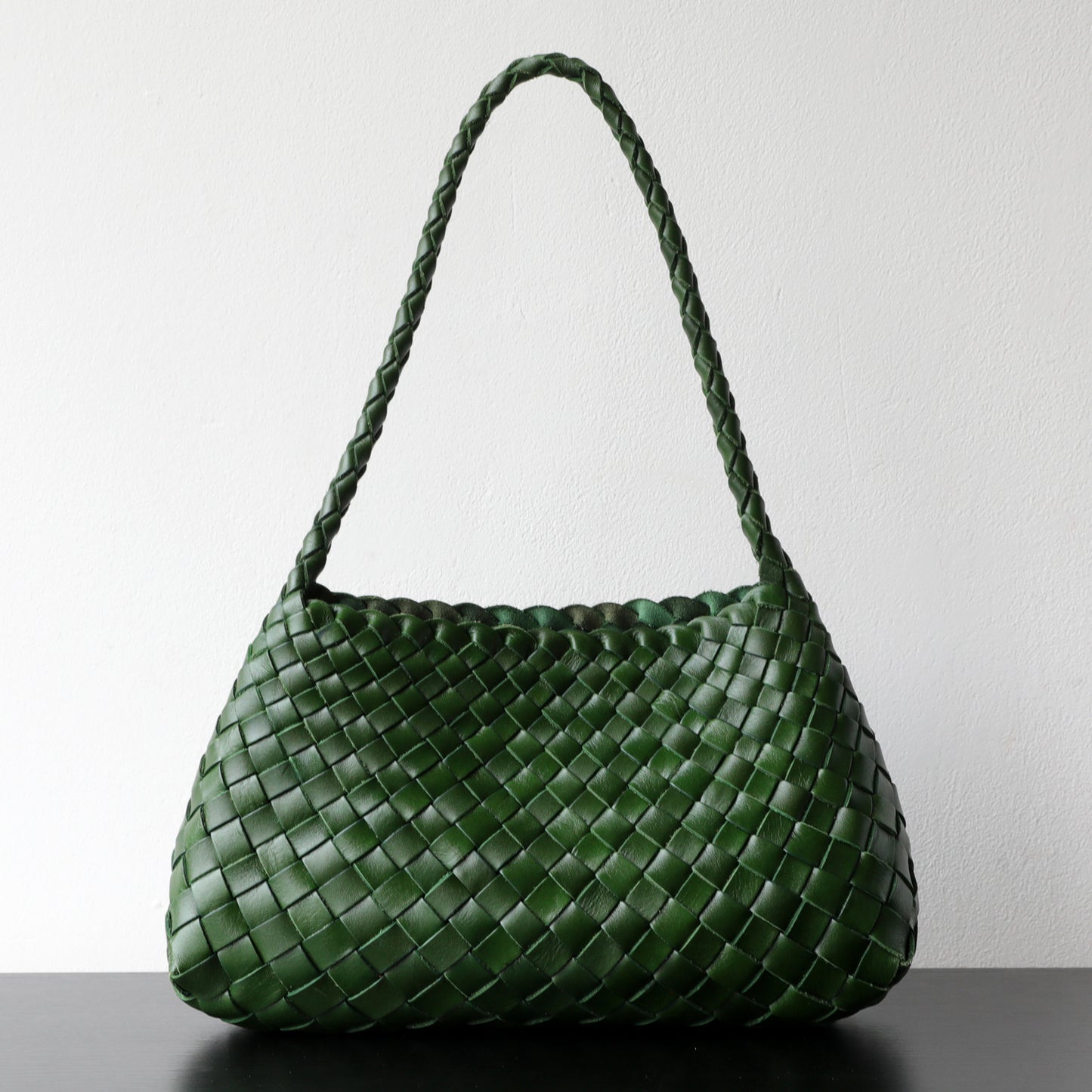 Top Layer Cowhide Handwoven Basket Bag for Women Light Luxury French Vintage Shoulder Underarm Handbag, Genuine Leather Purse with Artisan Texture