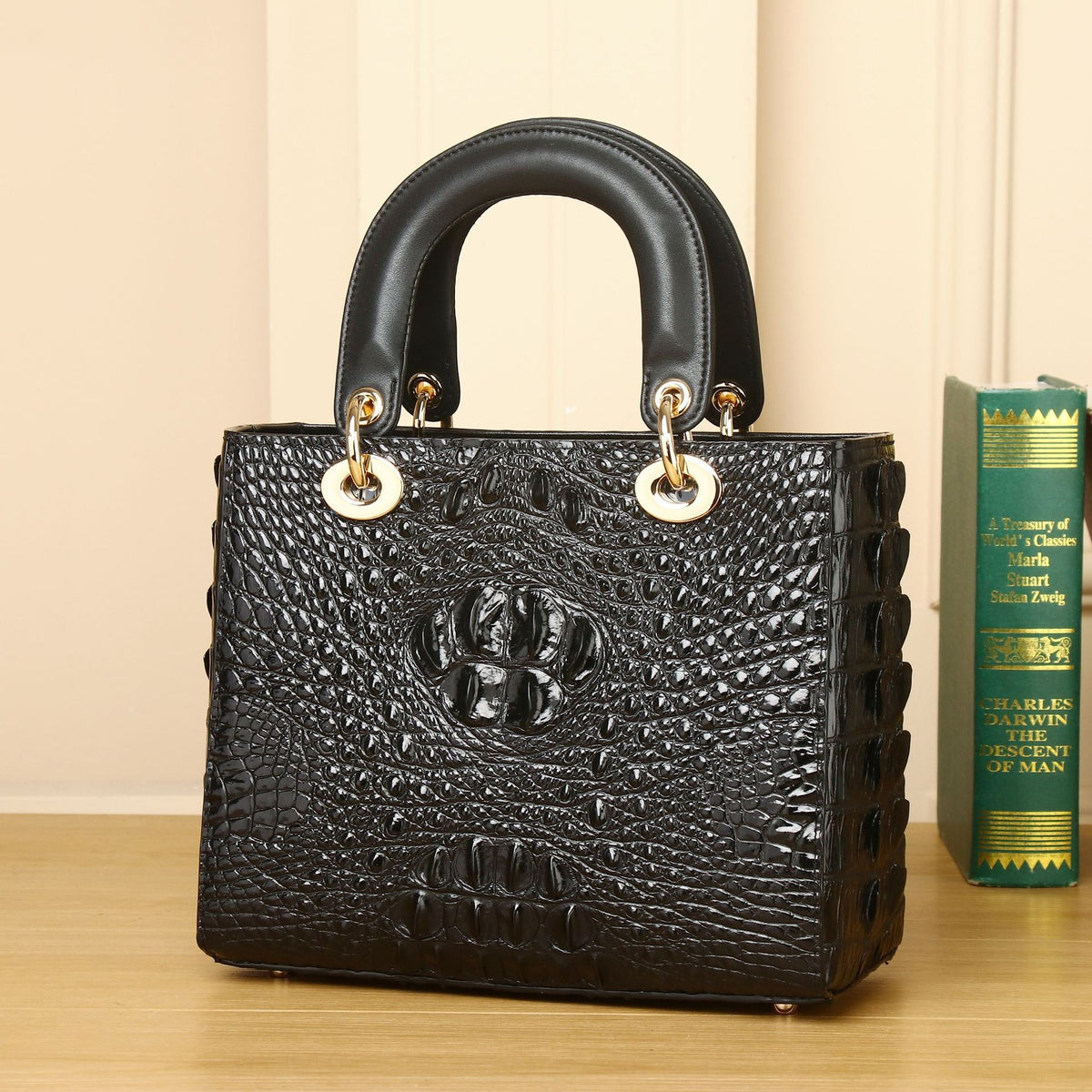 New Arrival Classic Croc-Effect Lady-Inspired Bag for Women, A Top-Handle Crossbody Shoulder Handbag with Elegant Design