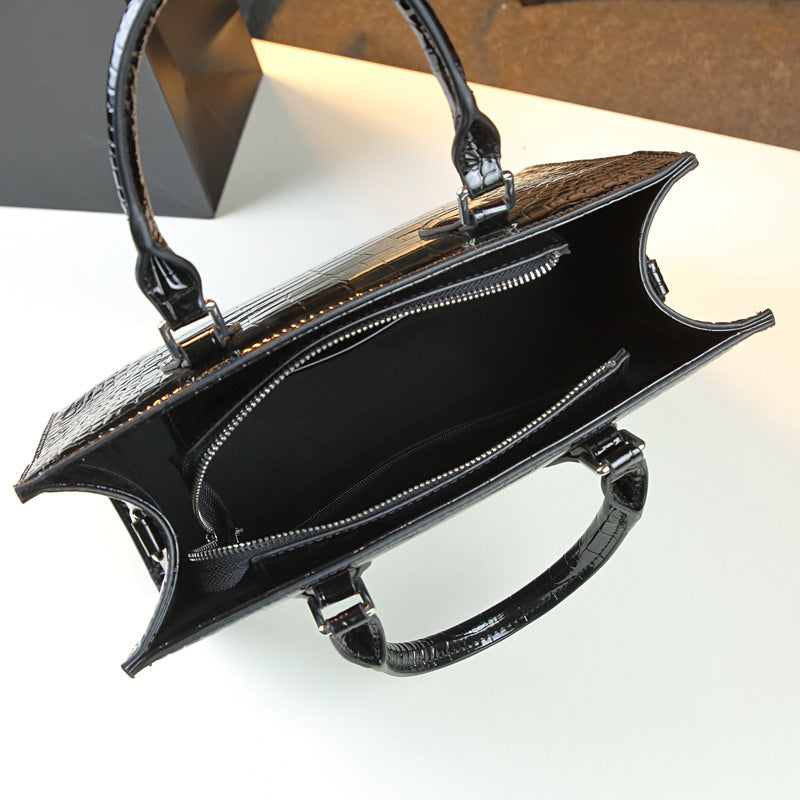 New Arrival High-End Croc-Effect Genuine Leather Bag for Women, A Large Capacity Top-Handle Shoulder Crossbody Handbag with Premium Design, Perfect for Moms