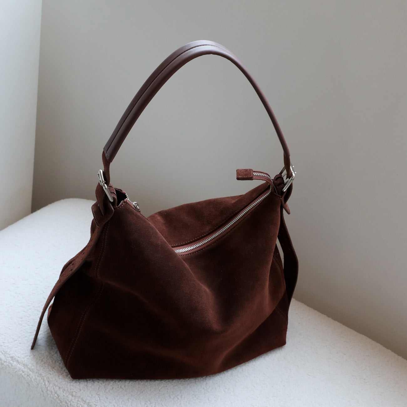 Frosted Cowhide Tote Bag for Women Large Capacity Shoulder Crossbody Handbag, Minimalist Fashion Purse with Soft Suede-Like Texture